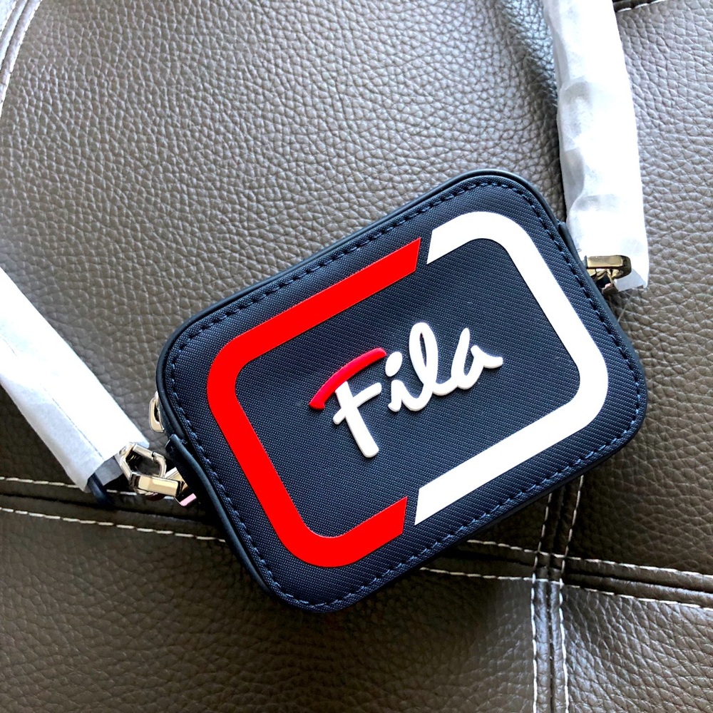 FILA Heritage Mini Crossbody Camera Bag Detachable Strap Micro Pouch Navy